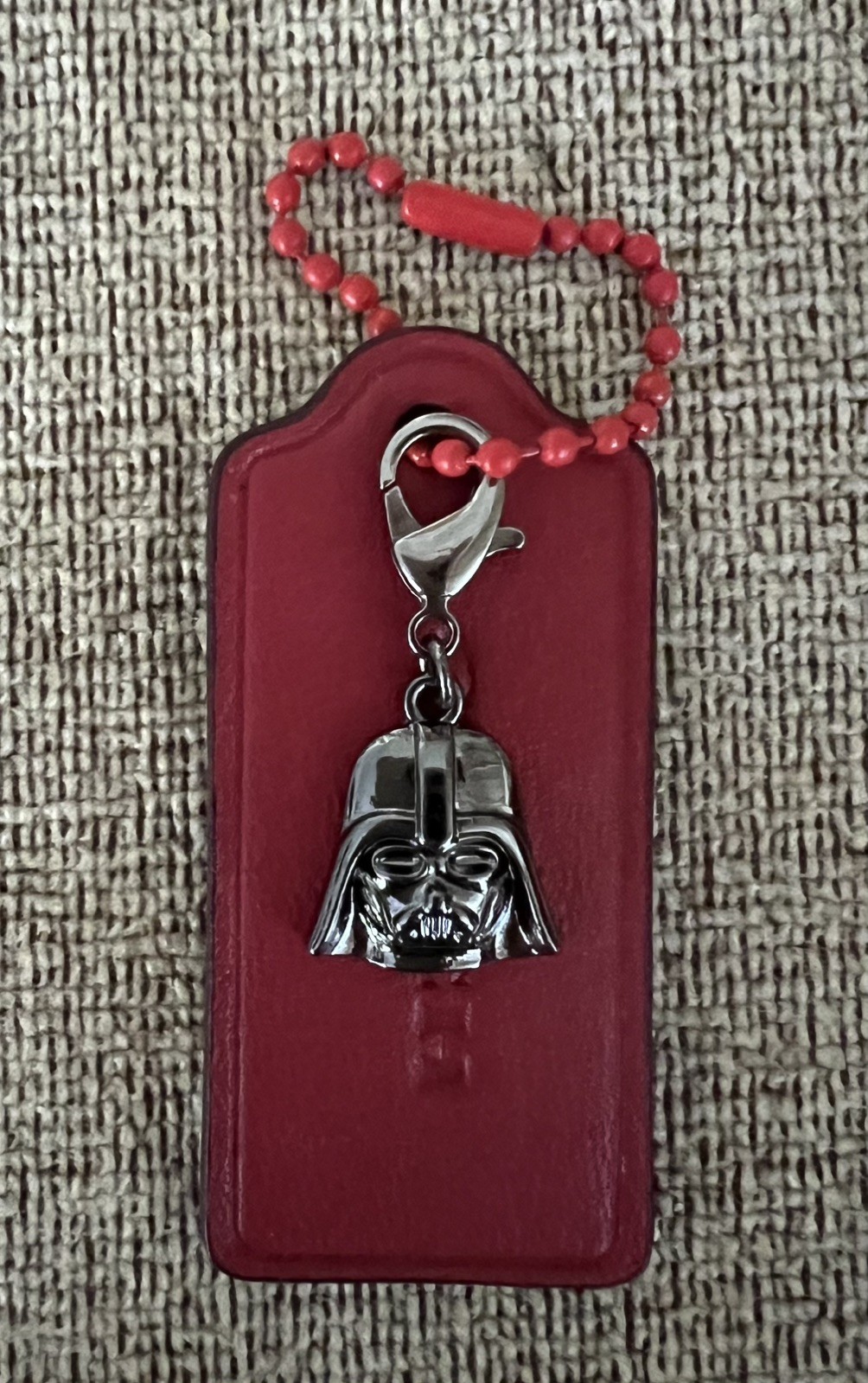 Genuine Coach 2.25” Red Leather HangTag with Star Wars Darth Vader Charm New