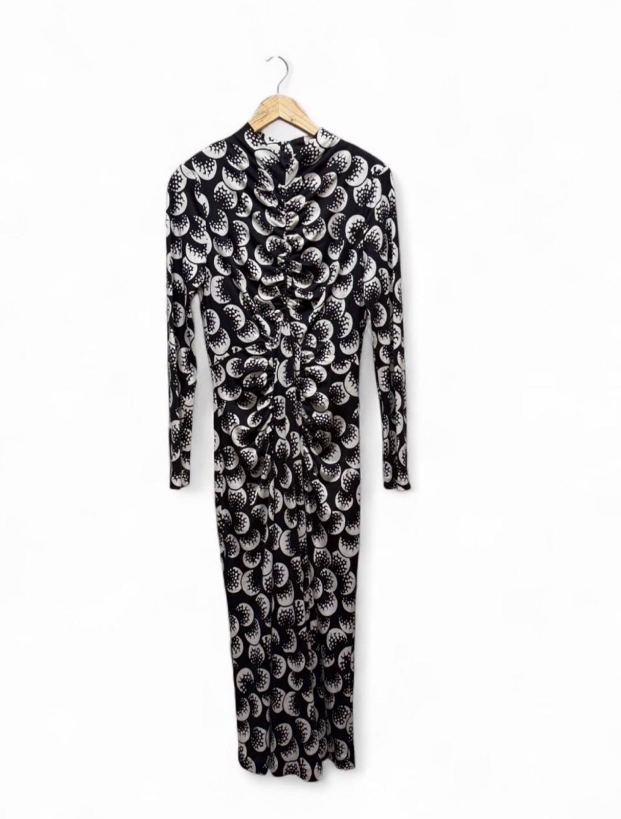 Diane Von Furstenberg Emanuelle Ruched Printed Midi Dress Wool Blend Medium