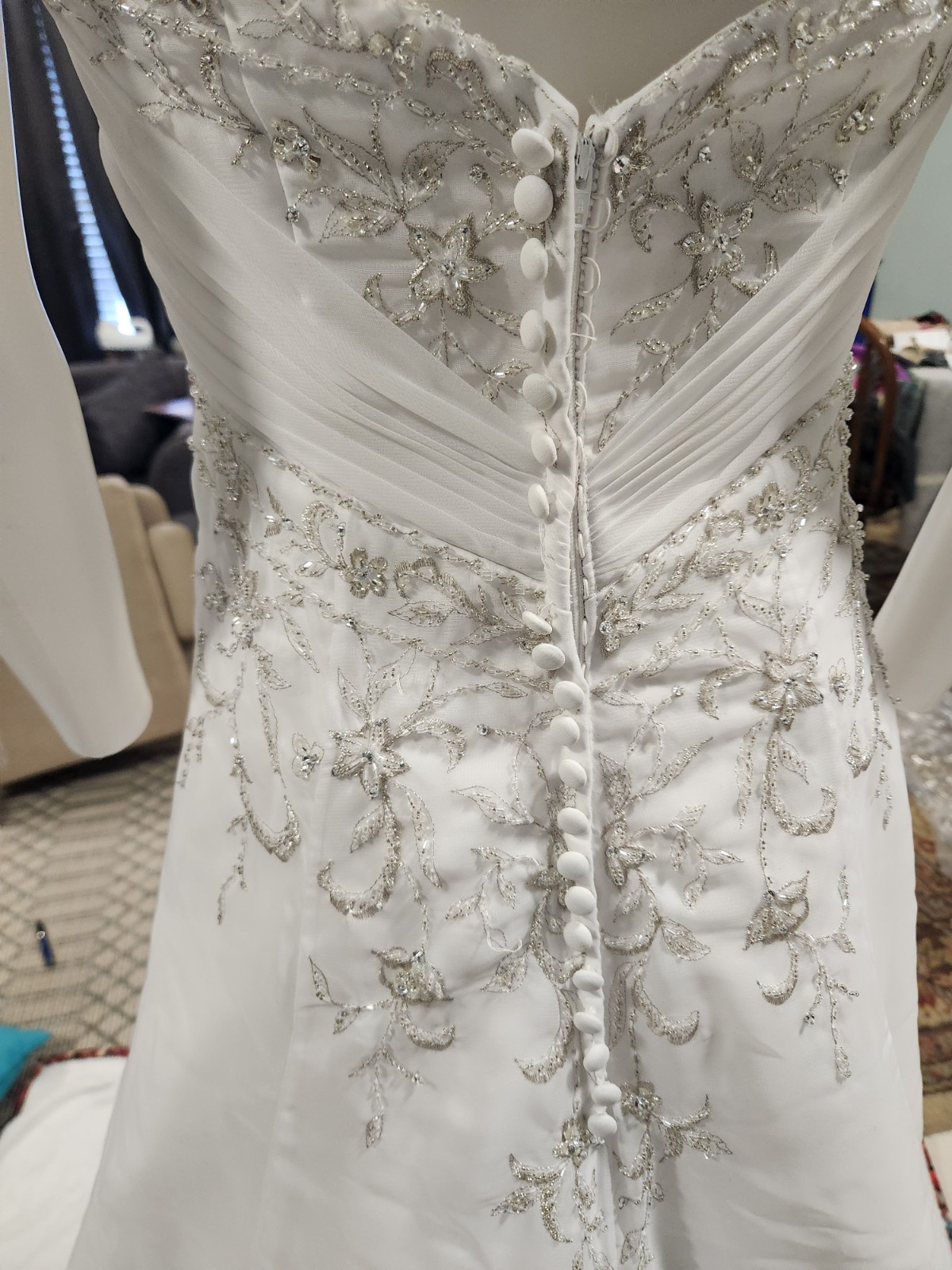 Mori Lee by Madeline Gardner White Strapless Beaded A-Line Wedding Dress 8