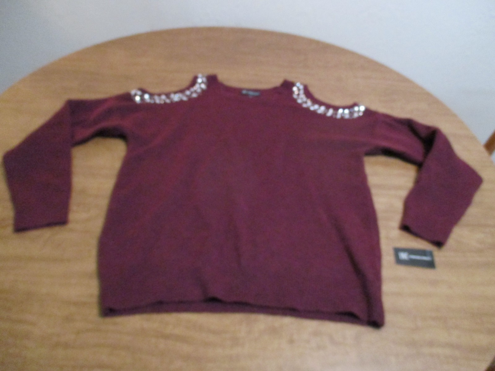 INC INTERNATIONAL CONCEPTS RED LONG SLEEVE OPEN SHOULDERS RHINESTONES SWEATER XL