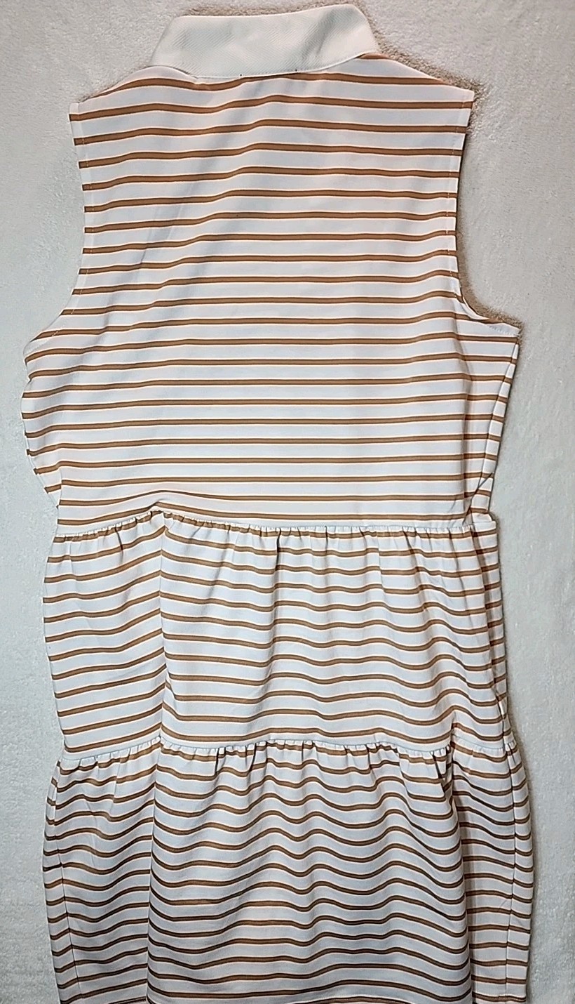 Nautica Women’s Tiered Collar Sleeveless Mini Dress, Beige/Ivory, Size Medium