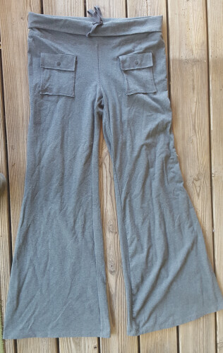 Long Bell Yoga Wide Athletic Pants Made in Sri Lanka XL Cotton Lycra Gray VTG