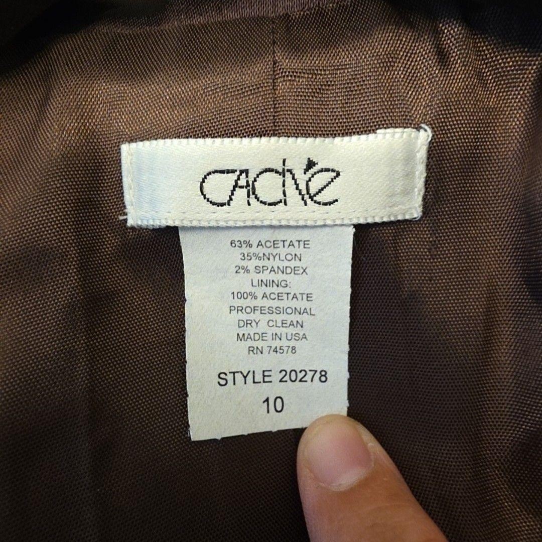 Cache Blazer Womens 10 Brown Satin 2 Button Rhinestone Stretch Jacket USA Y2K