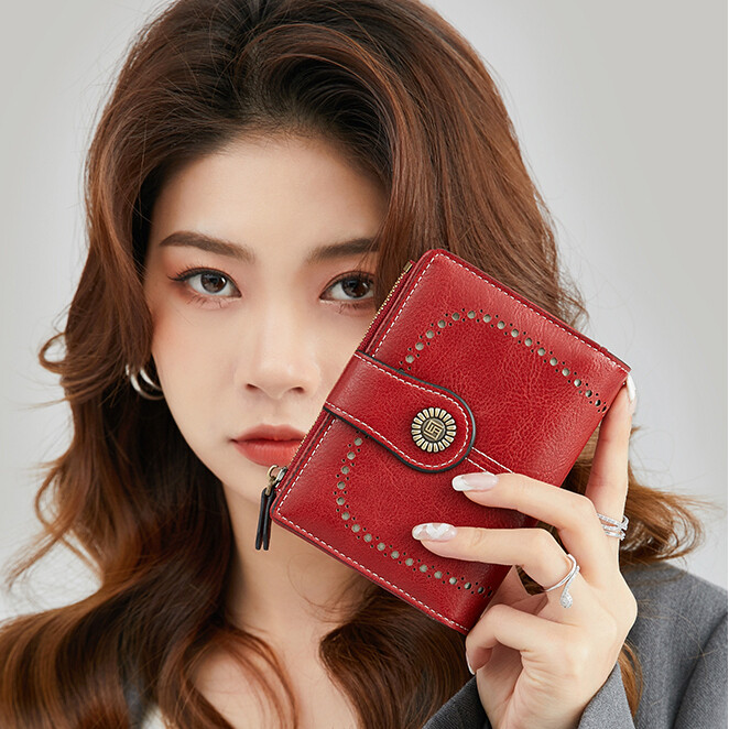 RFID Blocking Women Small Leather Wallet Credit Card Holder Mini Bifold Purse US