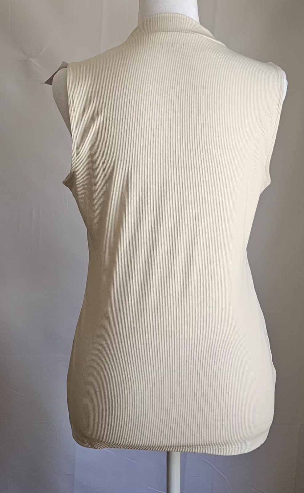 LOFT Outlet Beige Ribbed Knit Mock Neck Sleeveless Tank Top Womens Size M