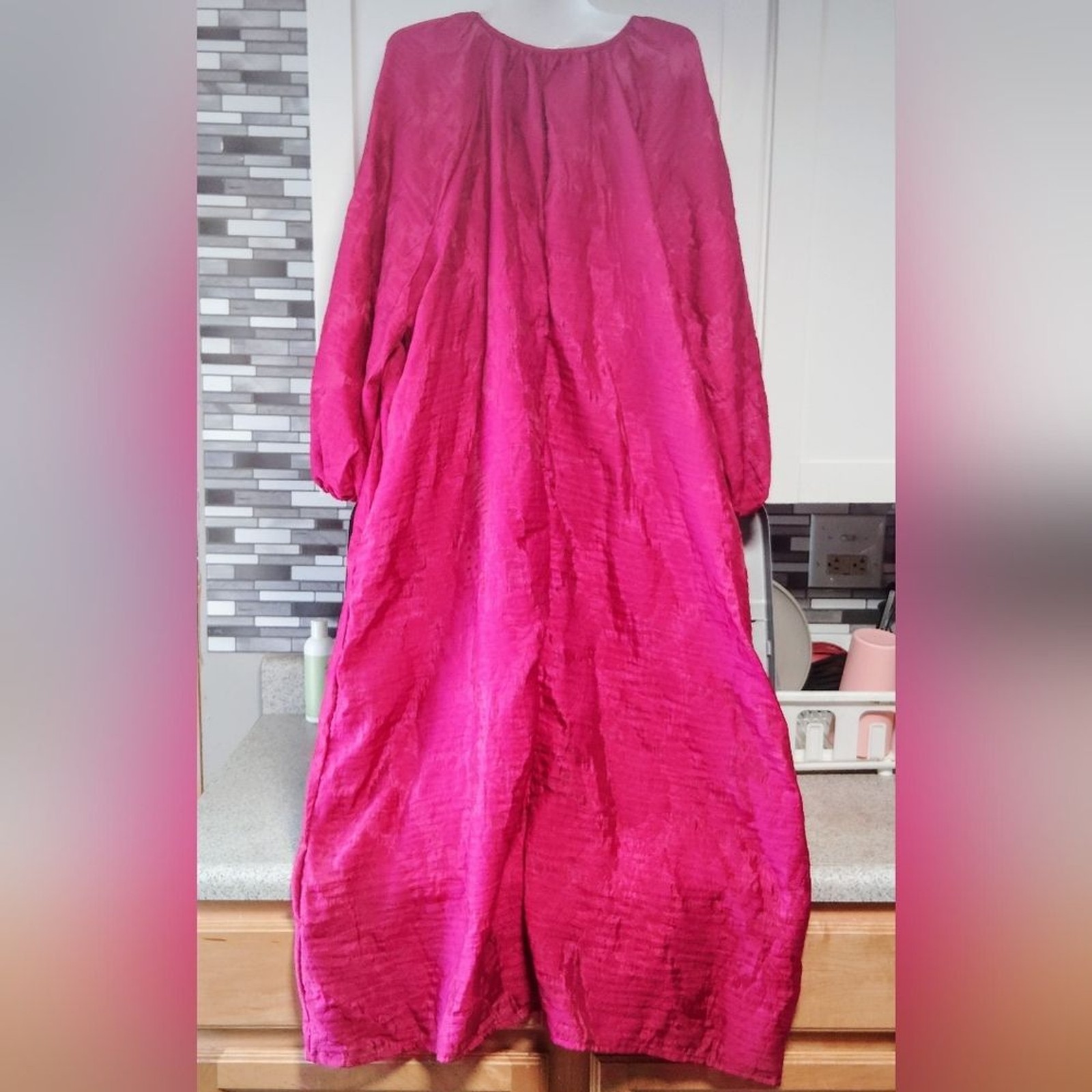 Future Collective Puff Sleeve Floral Maroon Midi Dress – Jenny K. Lopez Sz-XL