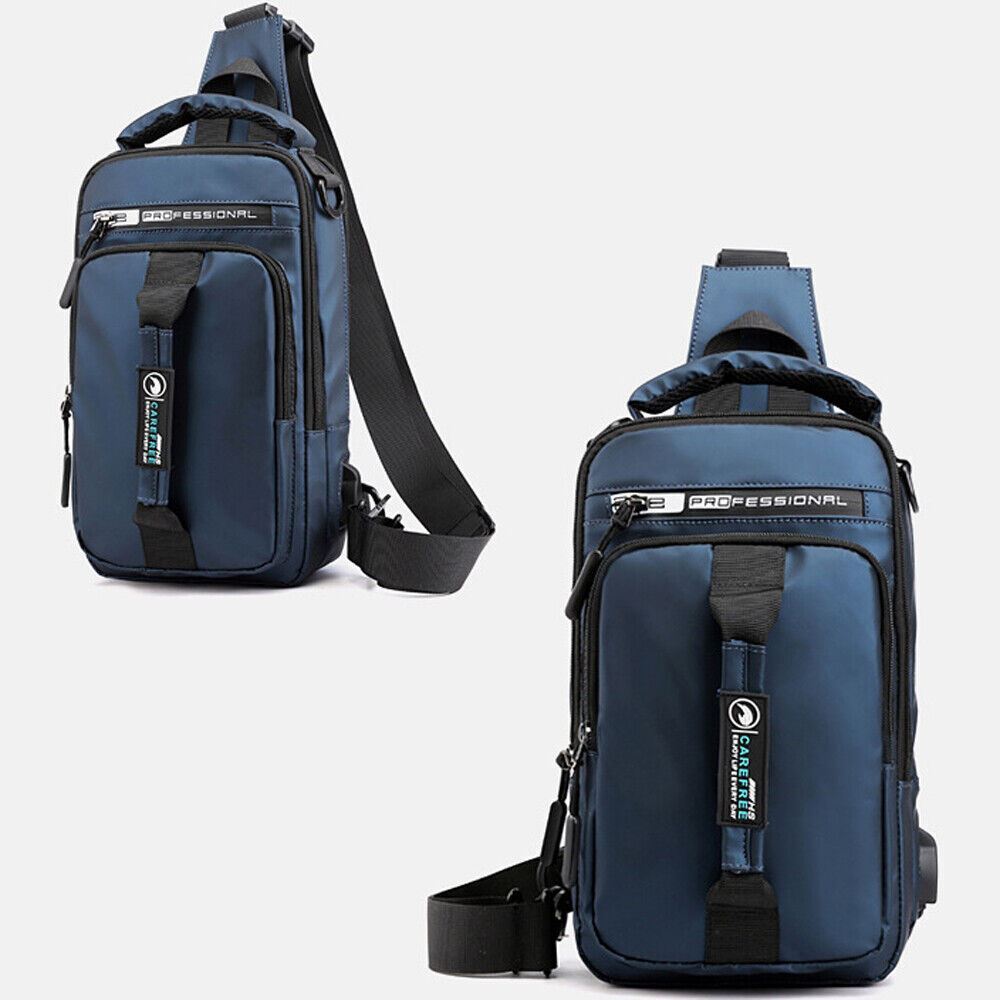 Anti-Theft Men’s Sling Crossbody Bag Chest Shoulder Messenger Backpack USB Port