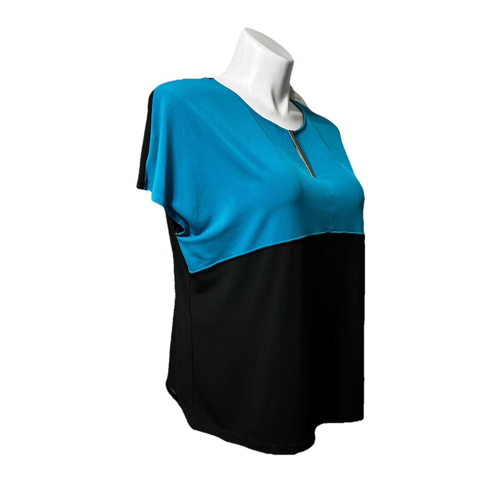 Worthington Women’s XL Shirt Teal & Black Sleeveless Trendy Stylish Top