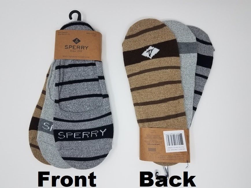 SPERRY Men’s 3 pack No Show Marled Invisible Liner Socks 9.5-13, shoe size 6-12