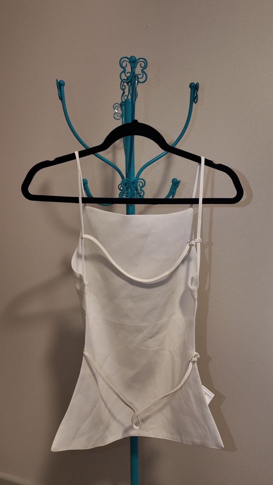 Chic White Low Back Strappy Cami Top – Size S