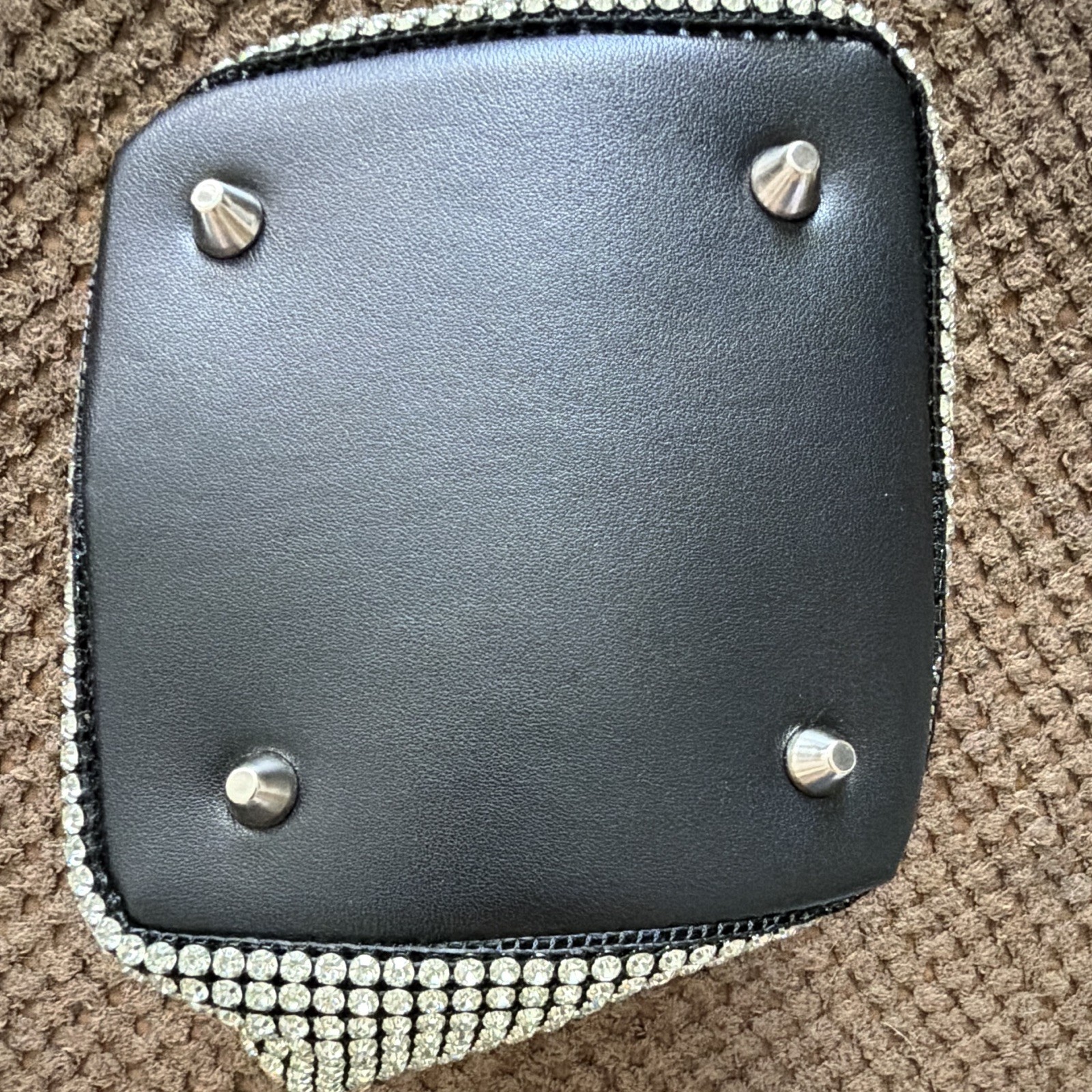 Rhinestone Silver/Yellow Mini Top Handle Satchel Detachable Strap magnet close