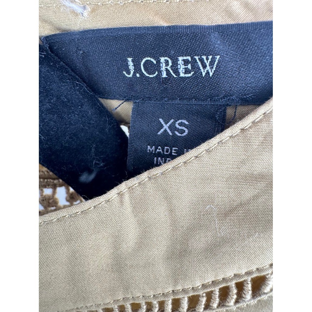J.Crew Ruffle Shoulder Eyelet Lace Blouse Honey Brown Victorian Top XS