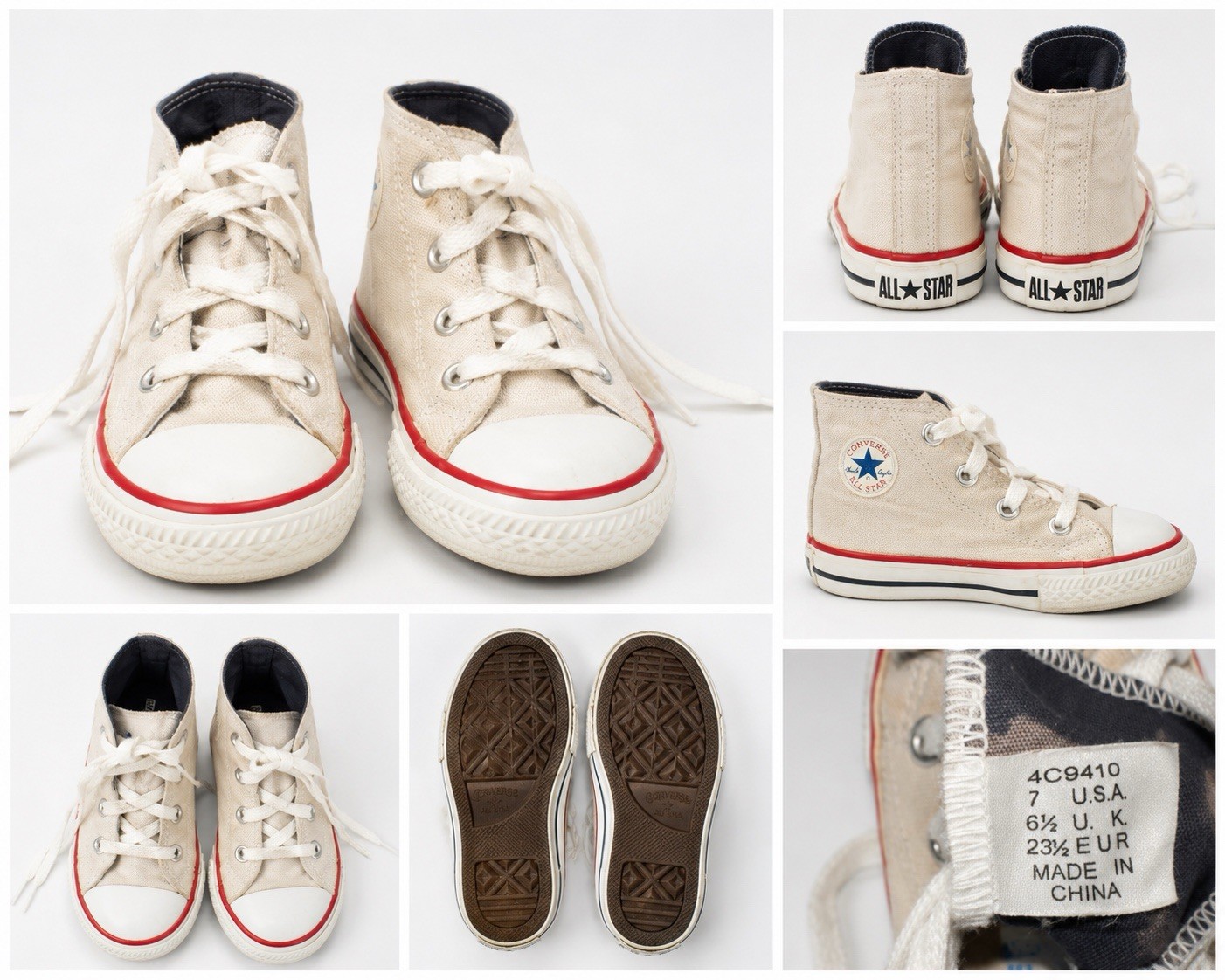 Converse Chuck Taylor All Star High Top Canvas Lace-Up Sneakers White/Beige