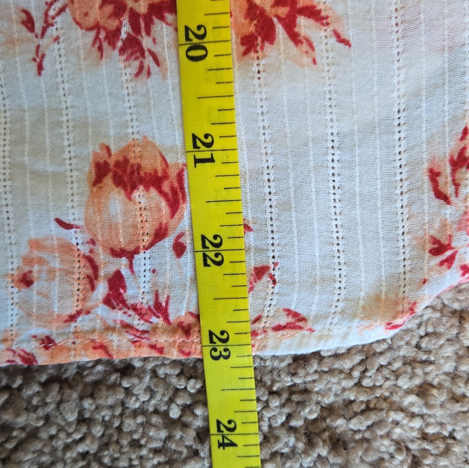 LOFT Women’s M White Orange Floral 3/4 Sleeve Cotton Button Up Blouse Cottage