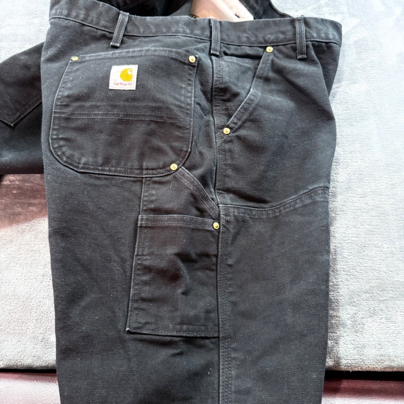 Carhartt B01BLK Double Front Work Pants Mens 40×32 Black Duck Canvas Made in USA