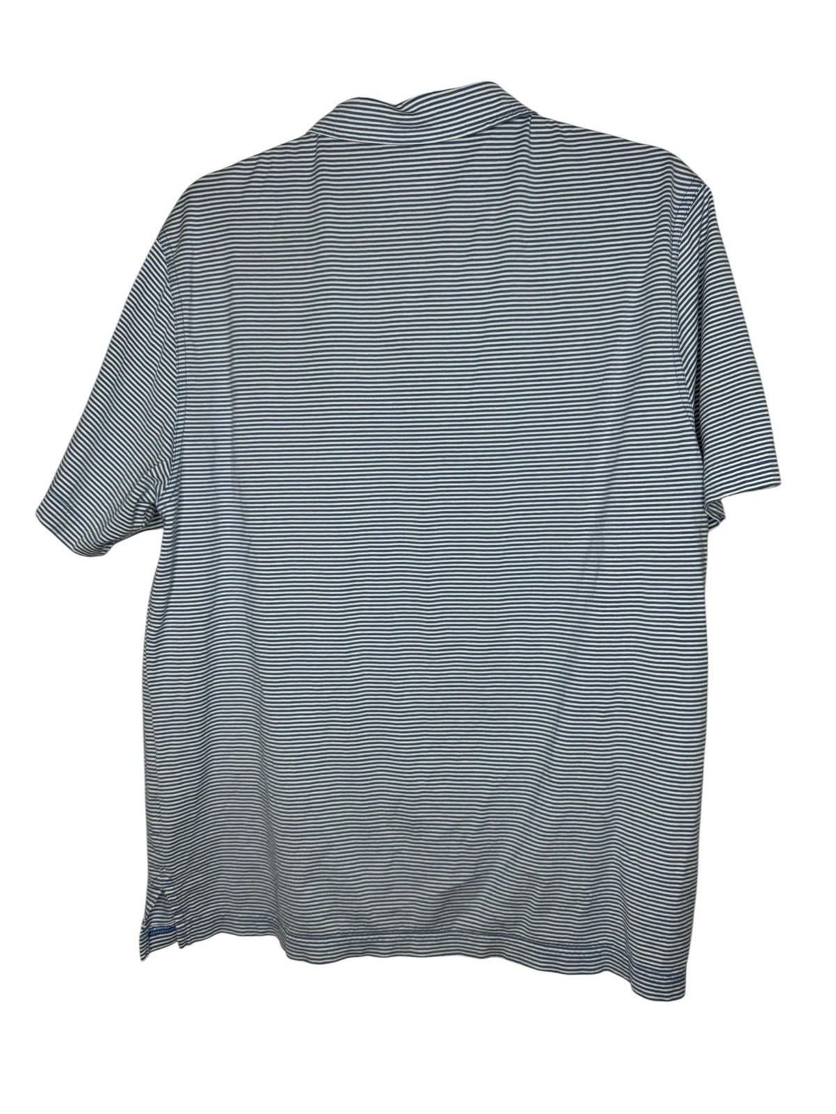 J. McLaughlin Callahan Cotton Polo in Stripe Abyss Blue White Large