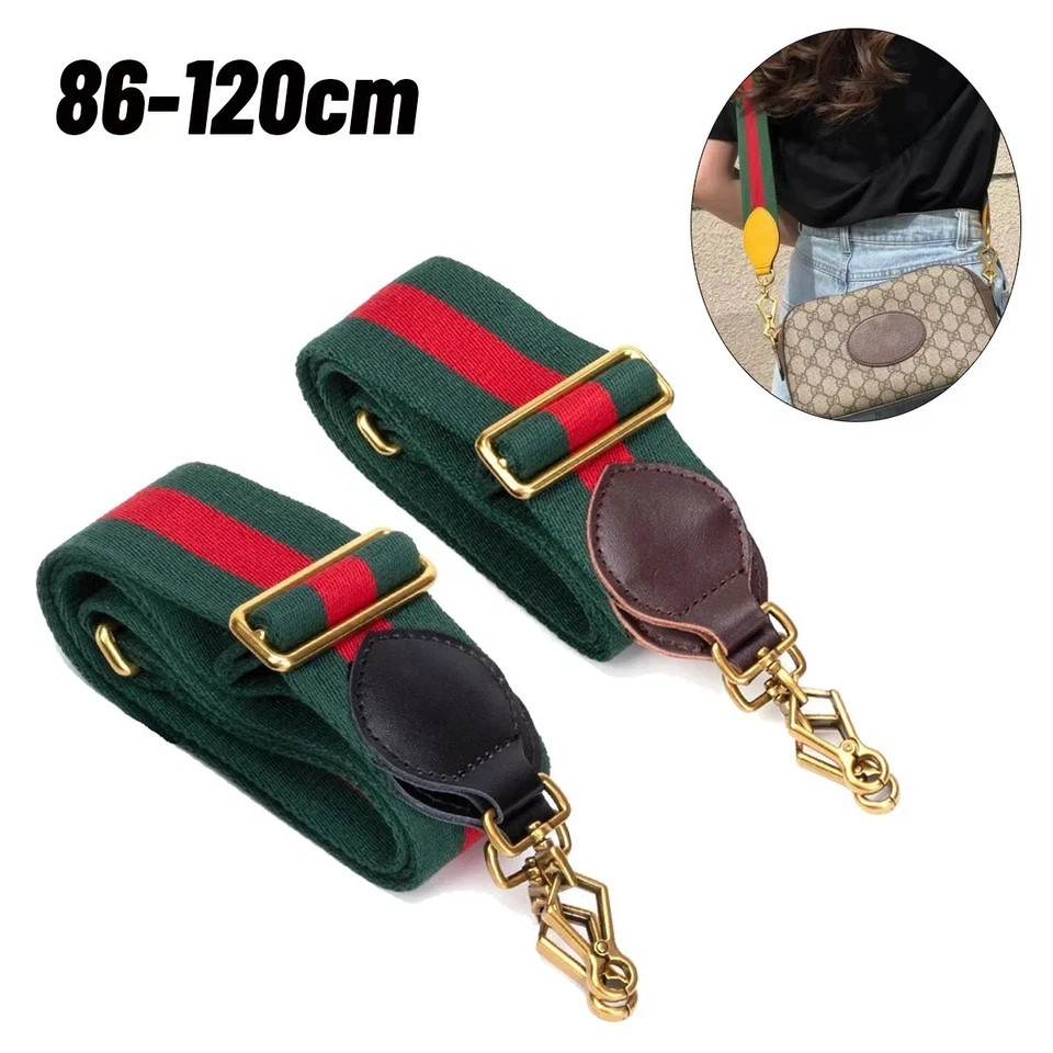 New Crossbody Shoulder Strap Gucci Replacement No Logo Green-Brown Web Leather