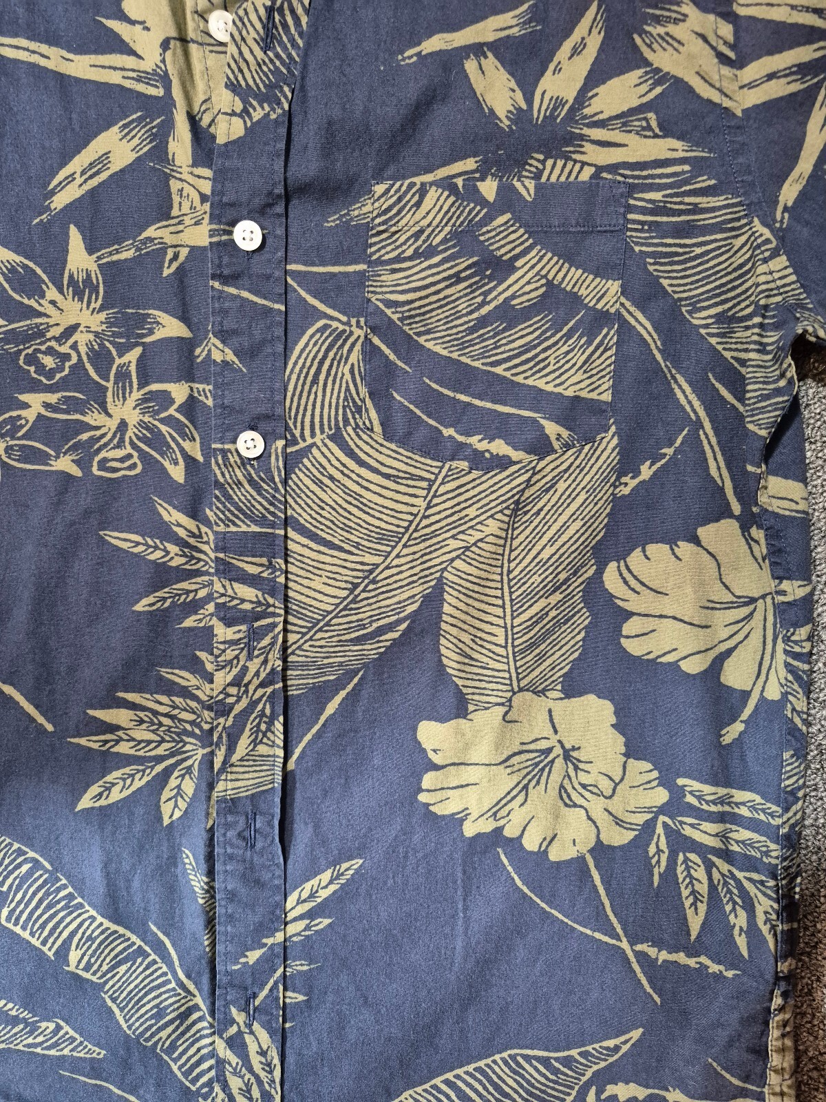 J.Crew Mercantile Flex Men’s M Blue Tropical Floral Hawaiian Button-Up Shirt