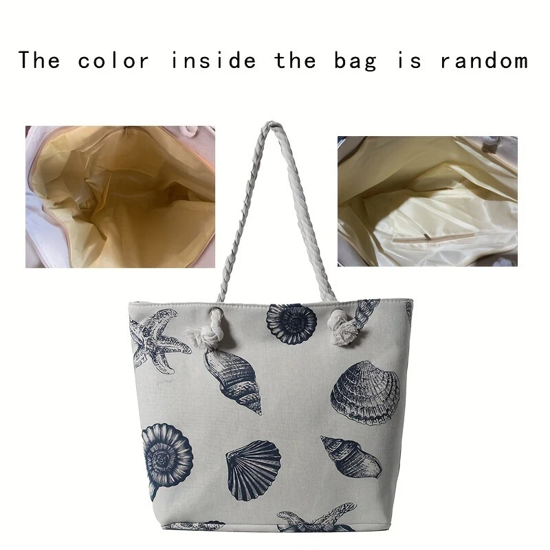Tote Canvas Bag Shell Marine Life Pattern Lightweight Durable Beach Ideal Gift