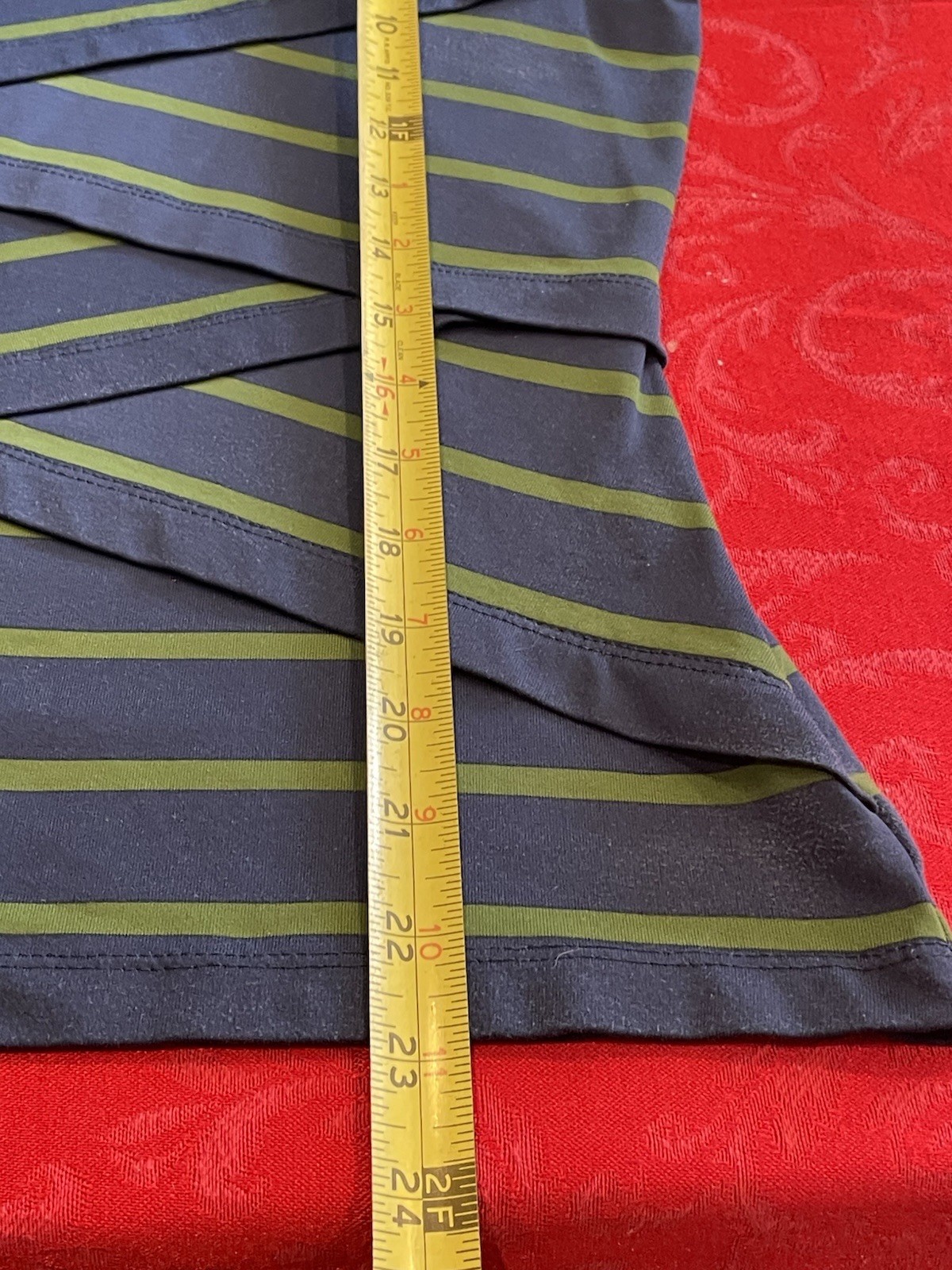 J. McLaughlin Blue w Green Stripes Catalina Cloth Layers In Front Sz Med 3/4 Sle