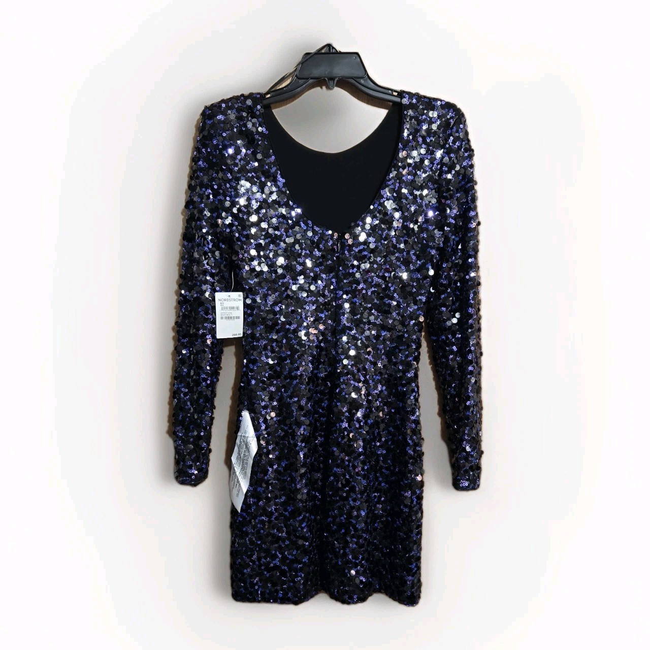Dress The Population Nathalia Sequin Mini Dress Womens Size Medium Navy Holiday