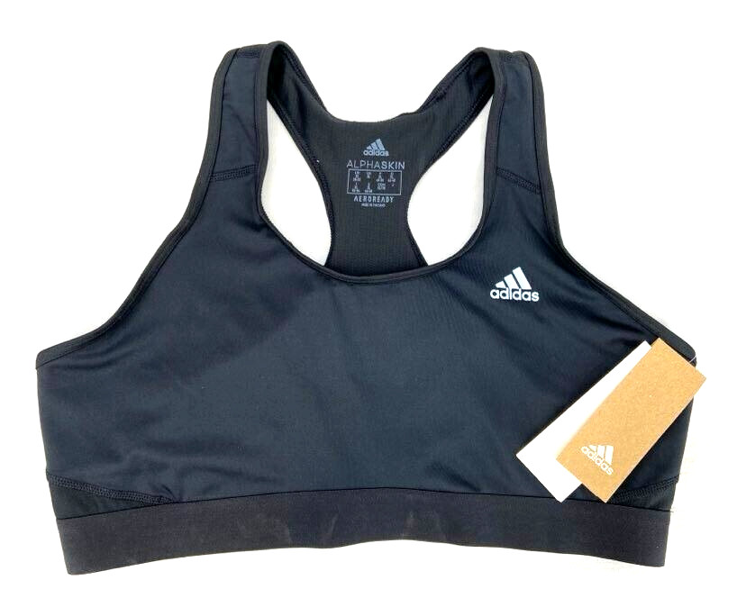NEW Adidas Black Aeroready Alphaskin Racerback Elastic Band Sports Bra Women’s L