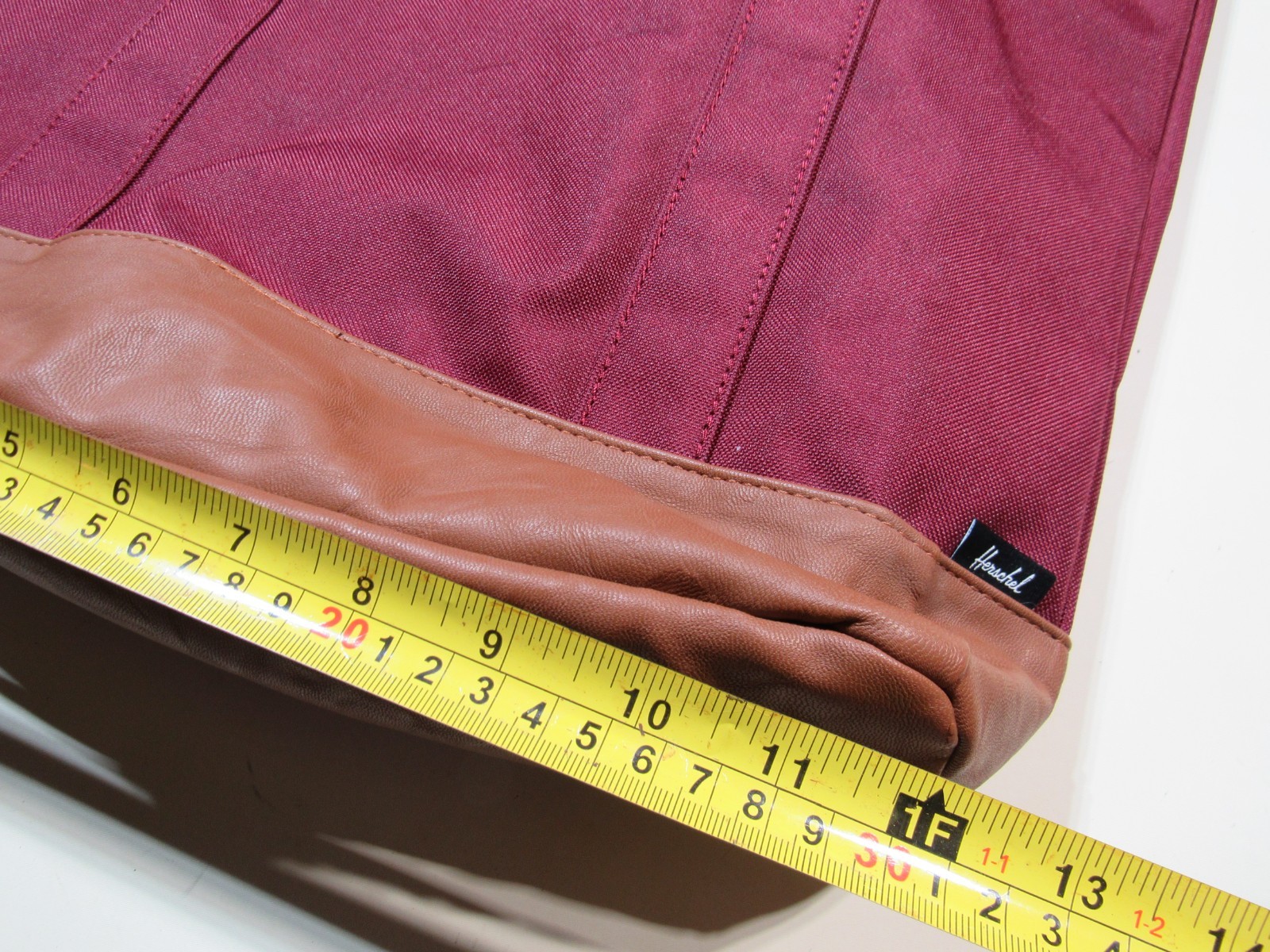 Herschel Supply Co. Tote Double Strap Bag Canvas Leather Vacation Burgandy 14×12