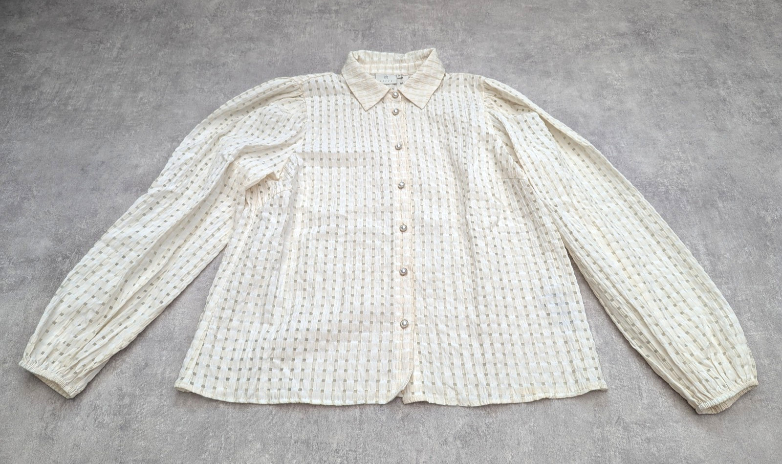 Kaffe Blouse Womens 38 Shirt Textured Pearl Button Romantic Preppy Chic UK 10 12