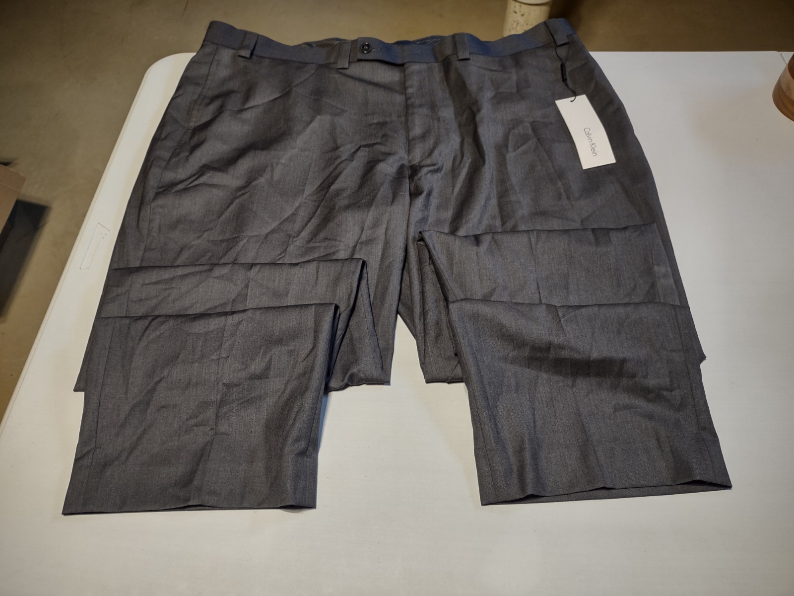 NWT – Calvin Klein – Men’s Flat Front Dress Pants – Charcoal – 42W x 42L