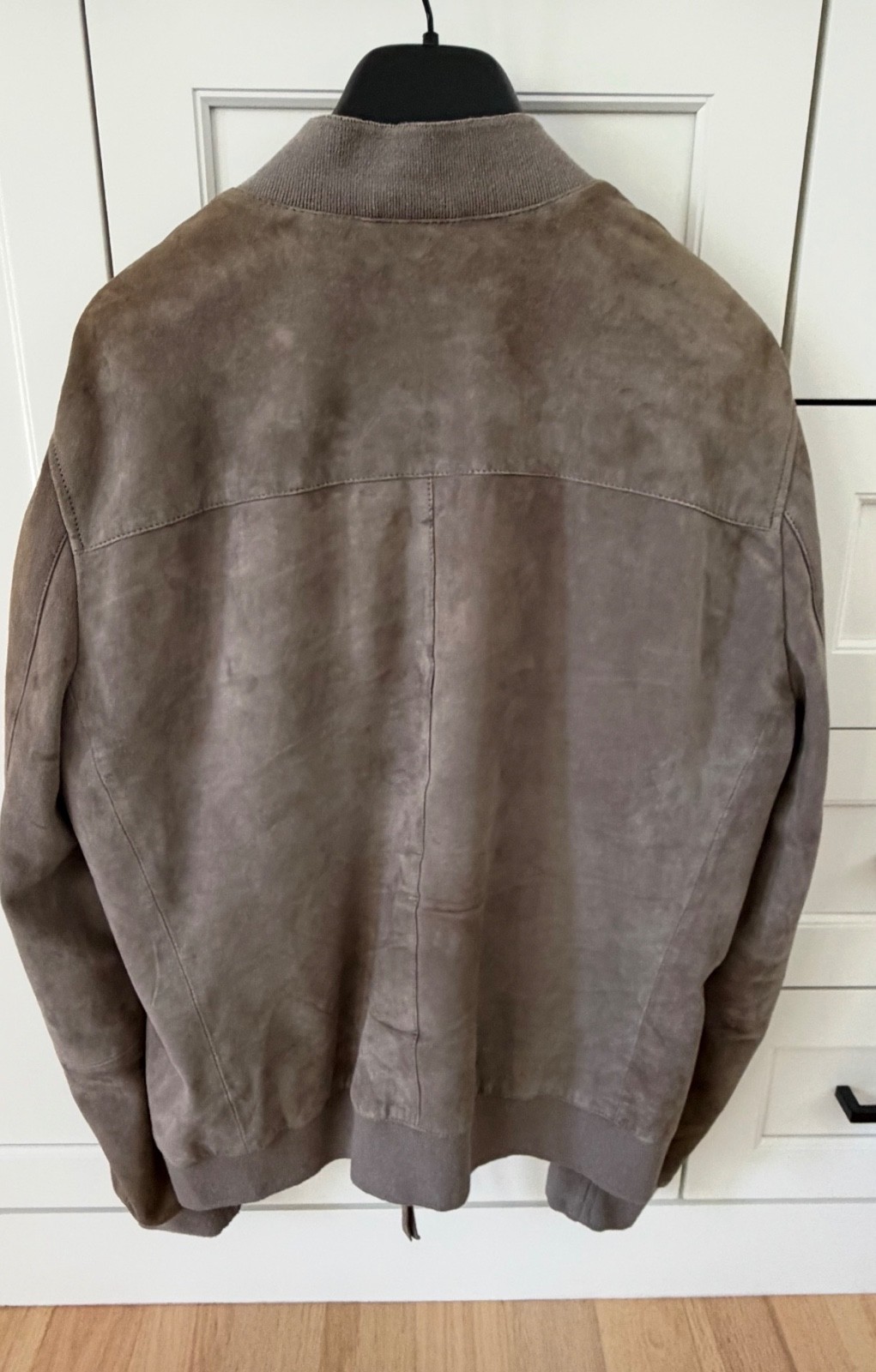 AllSaints Konrad grey suede Bomber Jacket – Men’s large