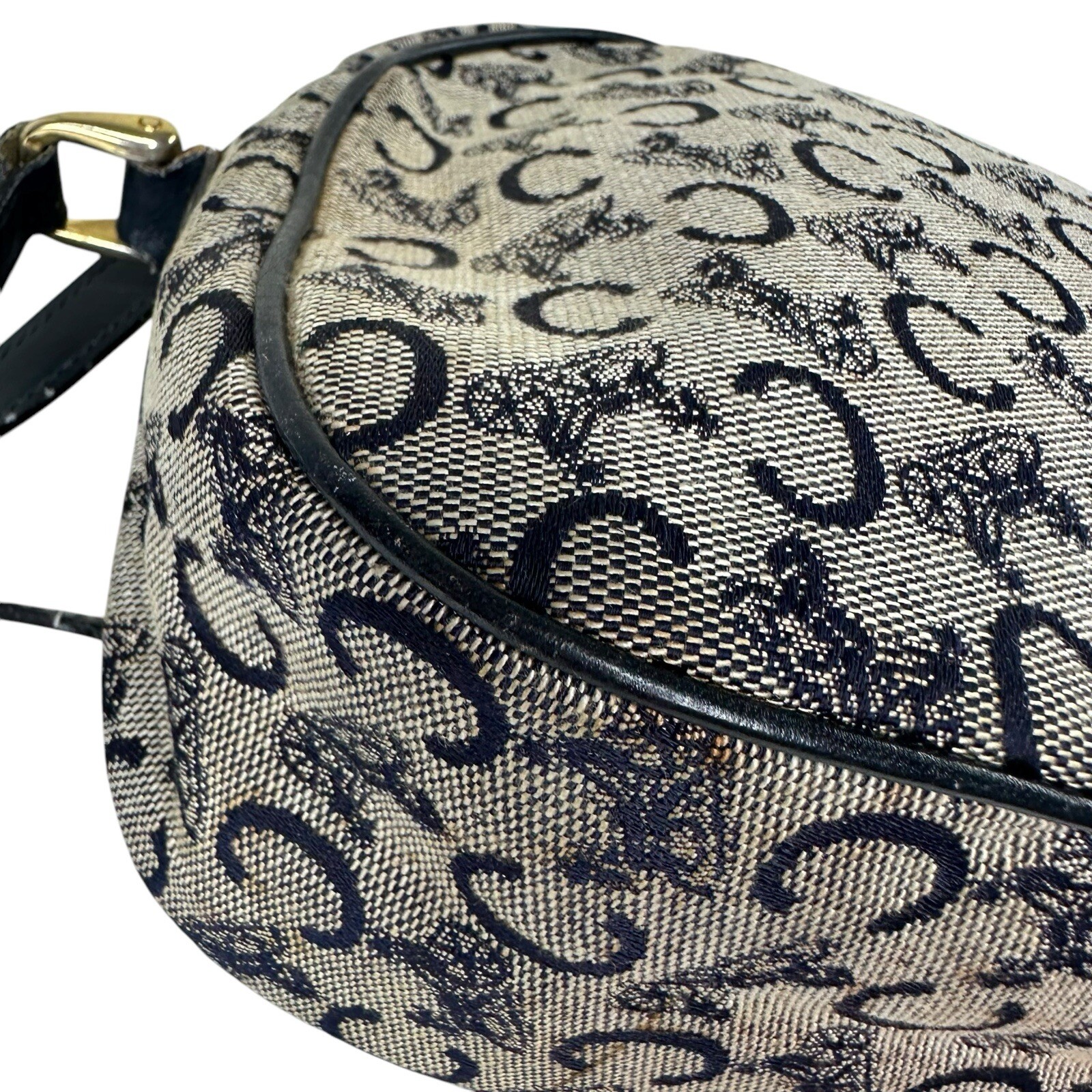 Celine Horse Carriage Hardware Gold Logo C Blue Jacquard/Leather Crossbody Bag