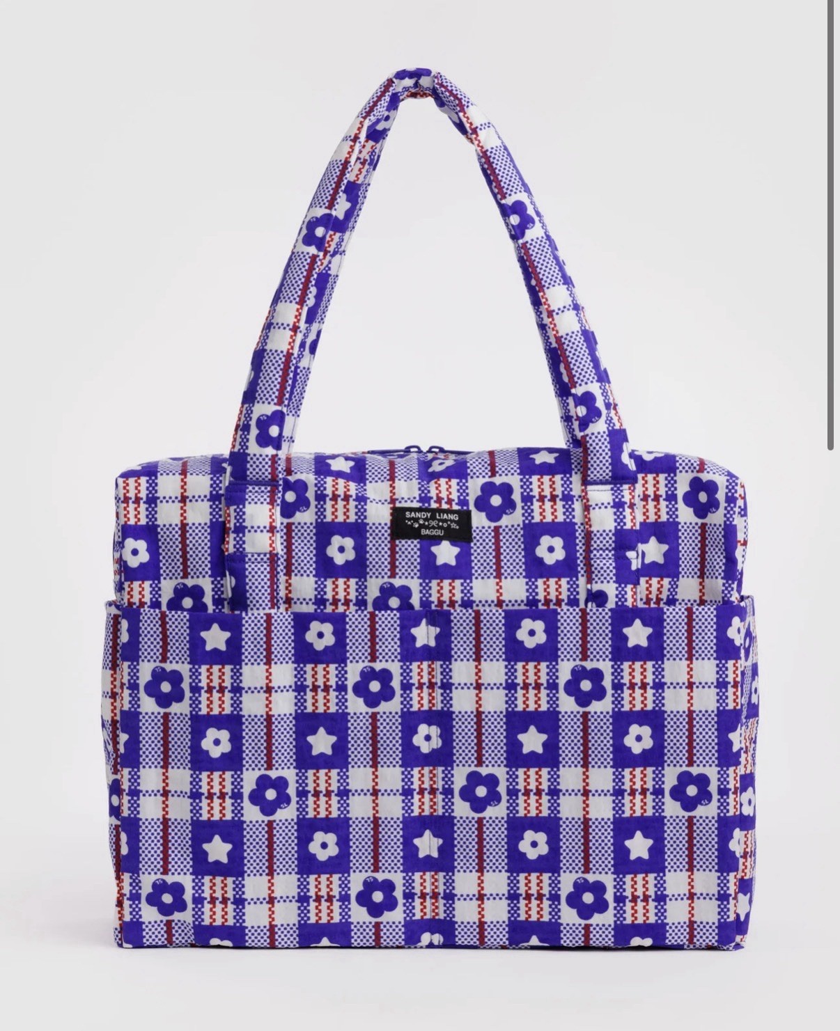 Baggu x Sandy Liang Cloud Carry On Bag in Flower Market Plaid NWT Ready To Ship!