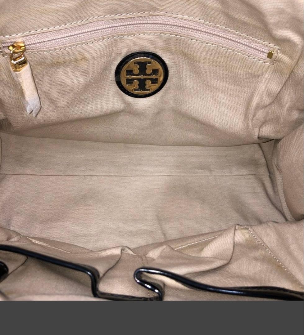 Tory Burch Nylon Leather Ella Logo Mini Black Tote Bag