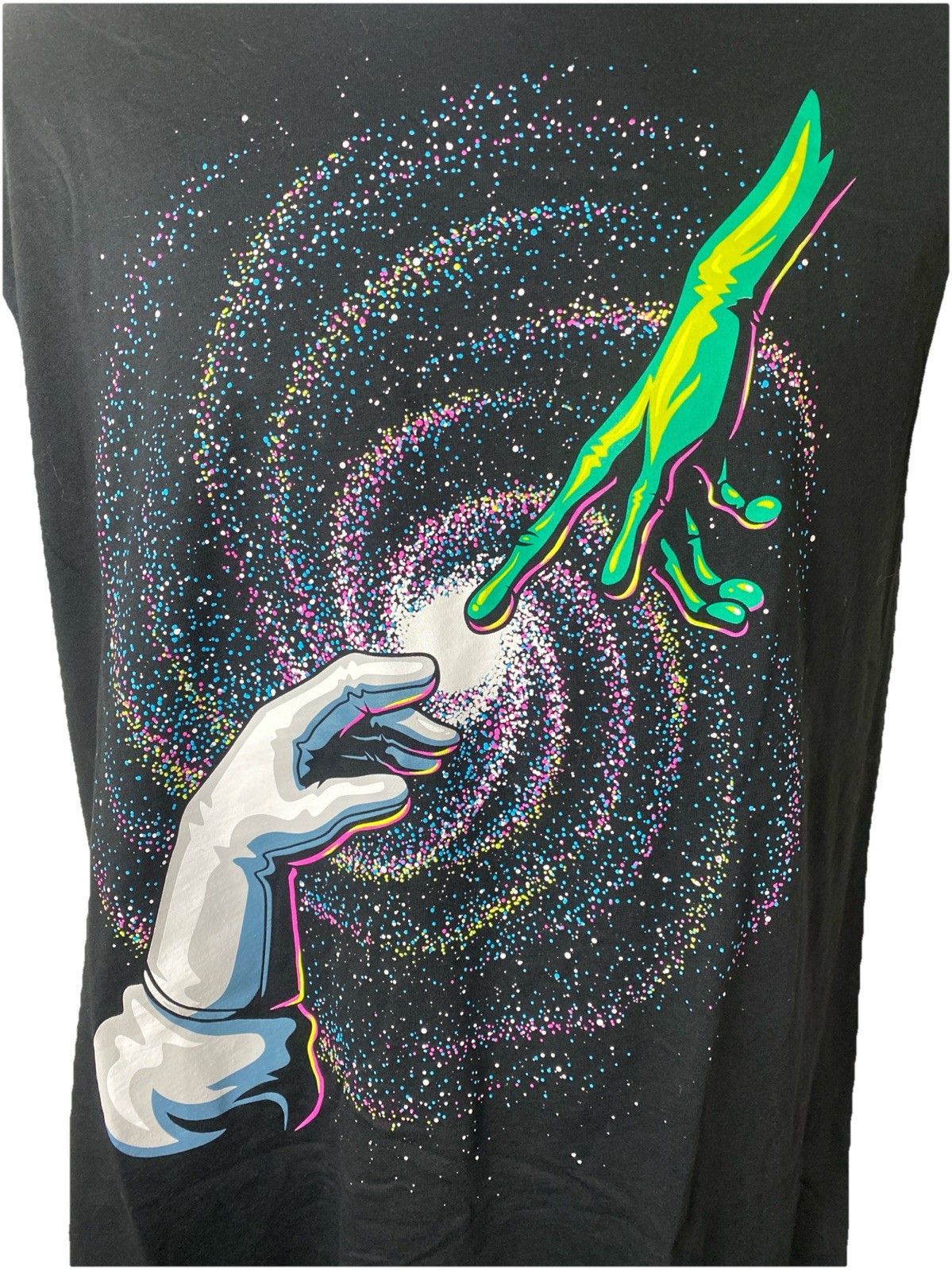 Into The AM Graphic Black Tee Mens Size Medium Hand Touchin Alien Astronaut NWOT