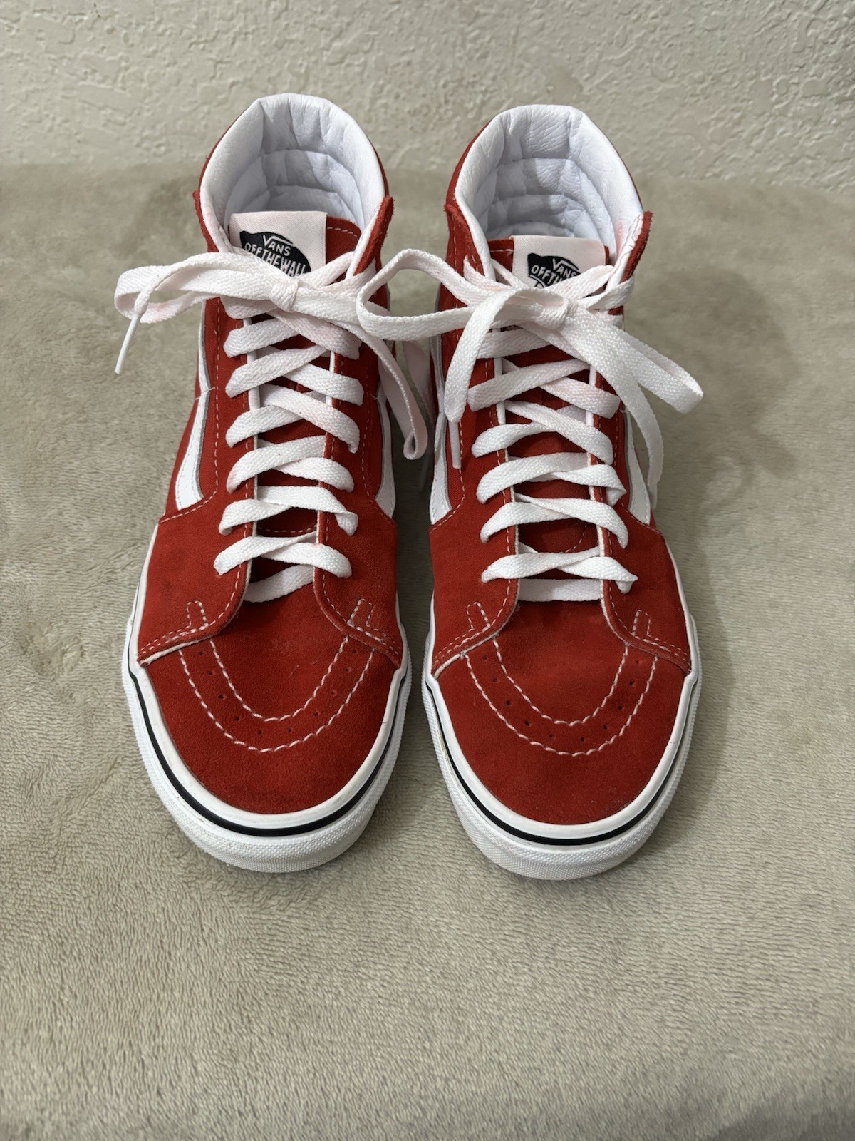 VANS Sk8-Hi Red White Suede Lace Up Athletic Sneakers High Top Men