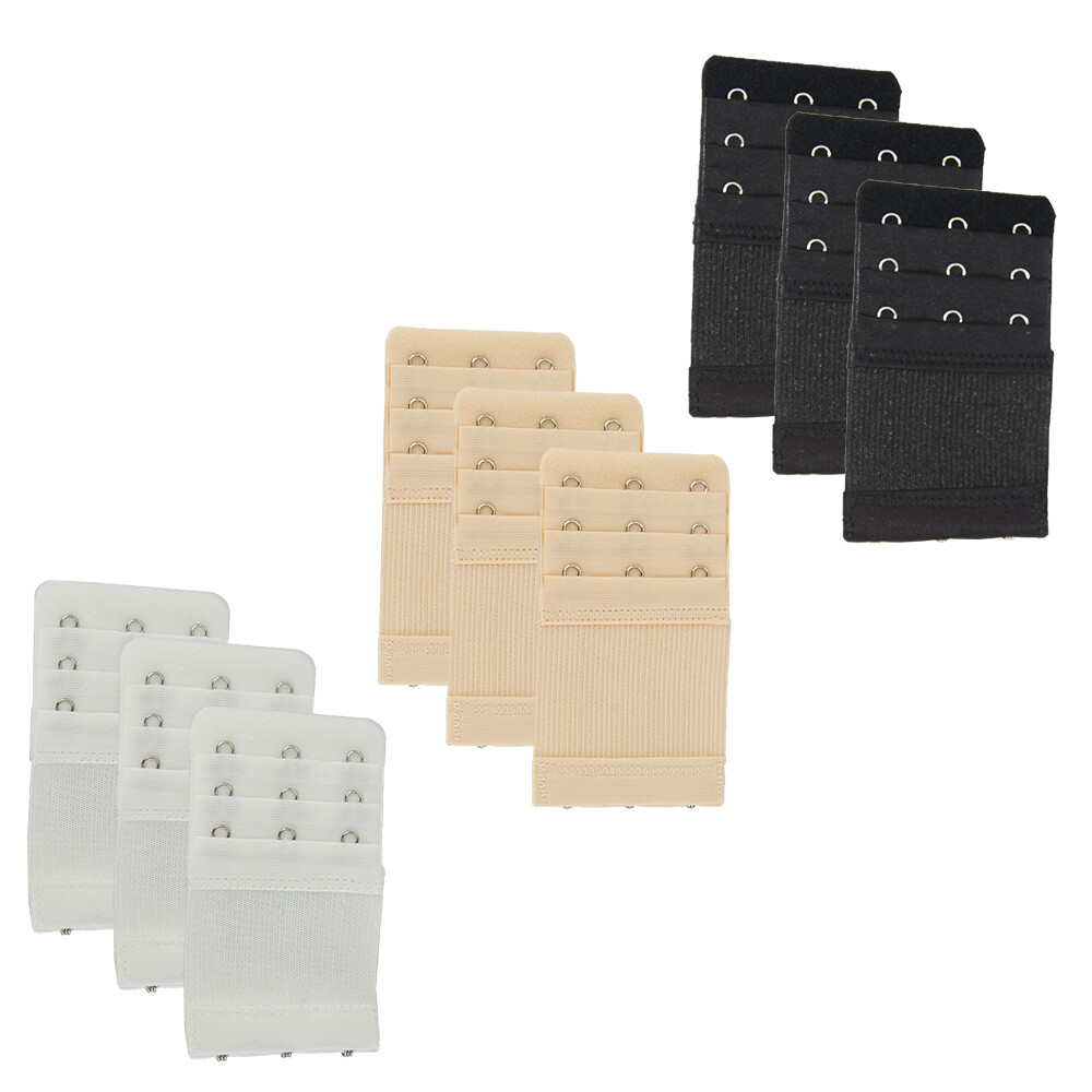 More of Me to Love Bra Stretch Extender 9Pack – Black, White, Beige – 2/3/4-Hook
