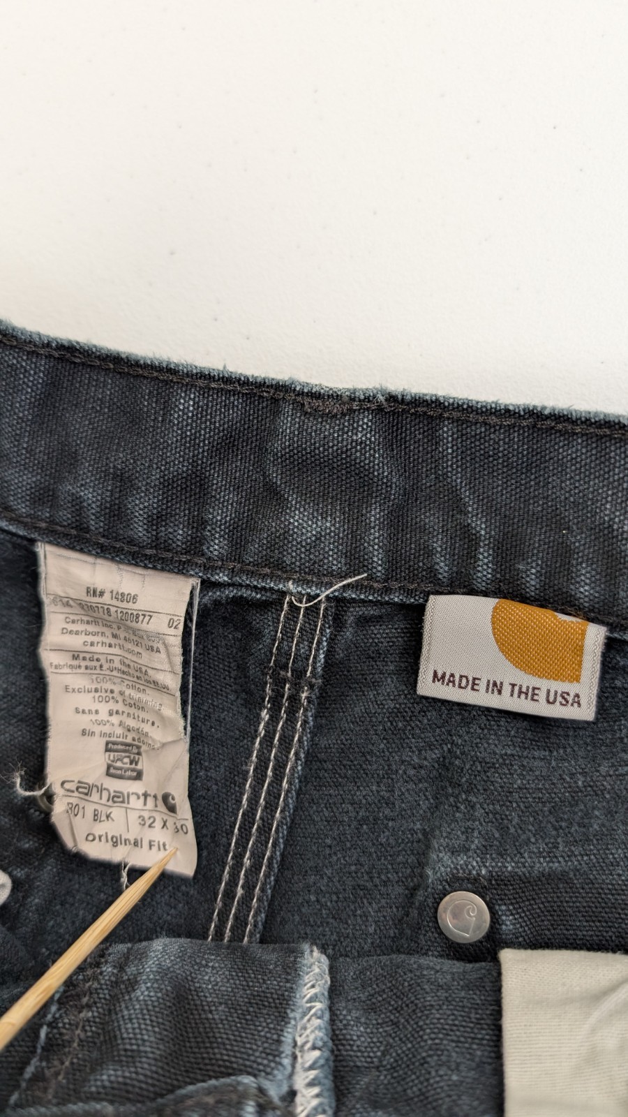 Carhartt Canvas Carpenter Double Knee Work Pants 32 X 30 Distressed B01 BLK