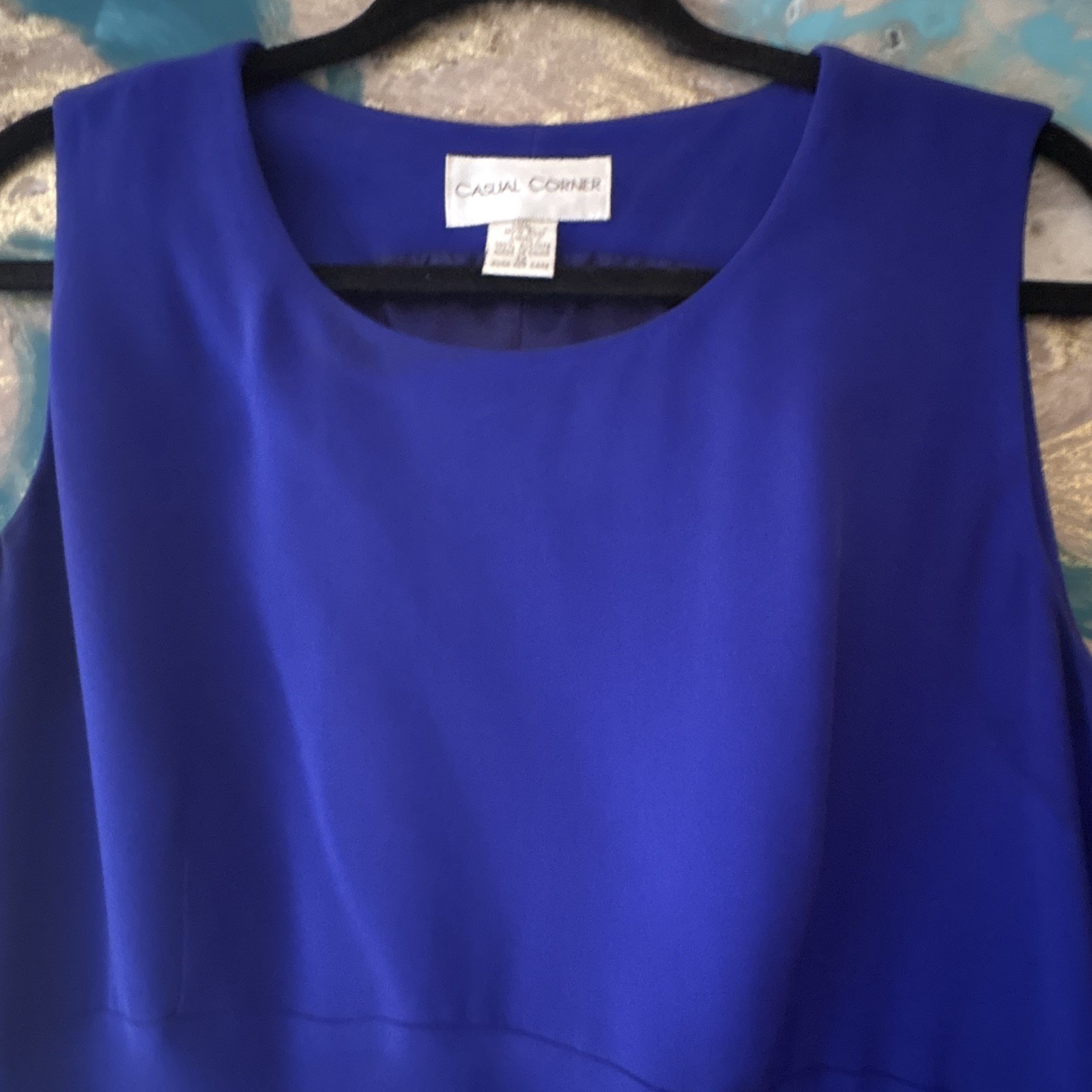 Casual Corner Blue Sleeveless Round Neck A-Line Silk Lined Knee Dress 12