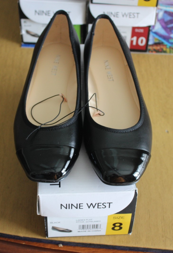 Nine West Teland Flats Womens Size 8 Black Cap Toe Ballet Work Shoes