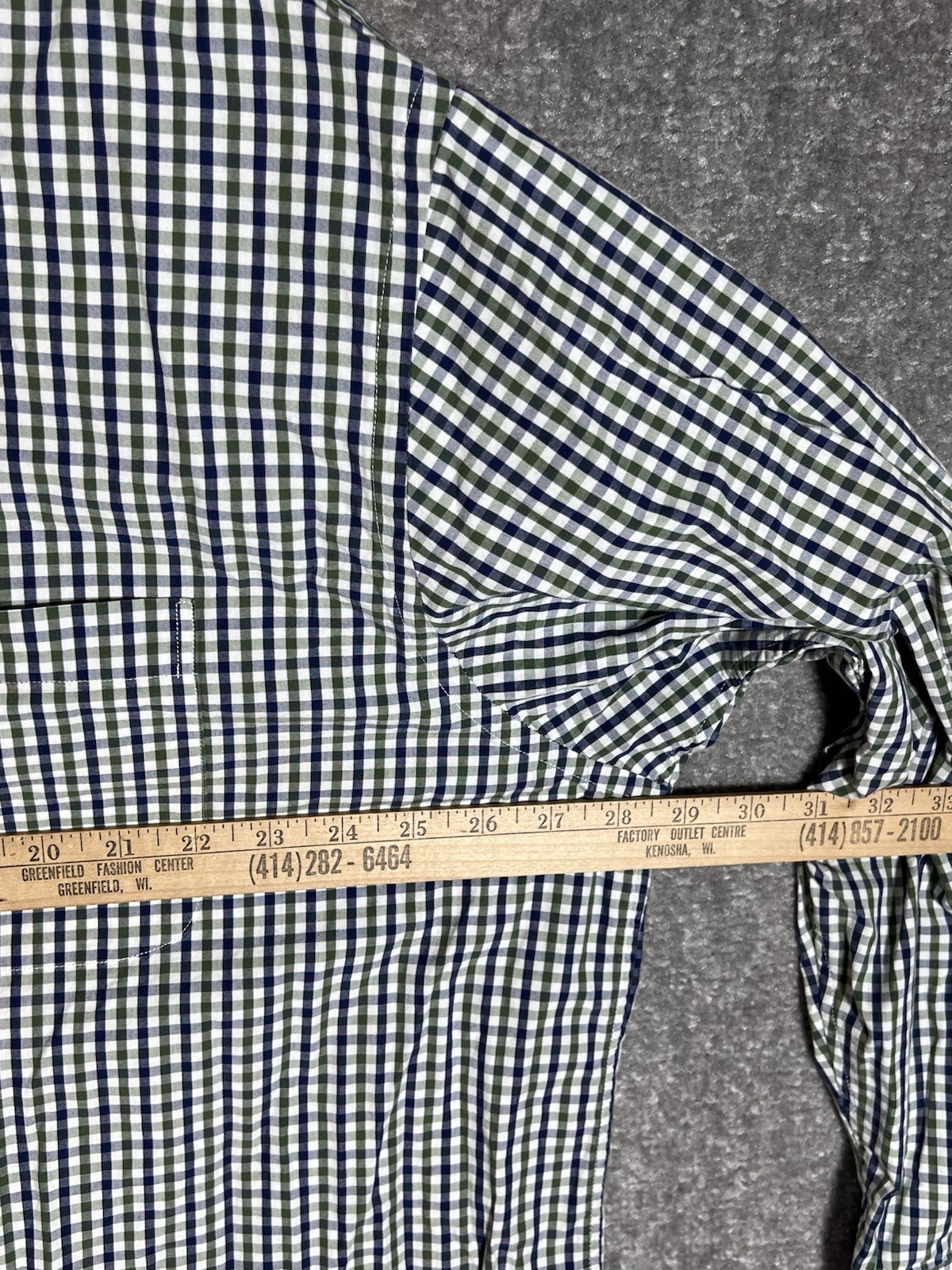Lands End Traditional Fit Button Down Shirt Mens Size 18.5-35 Blue Green White