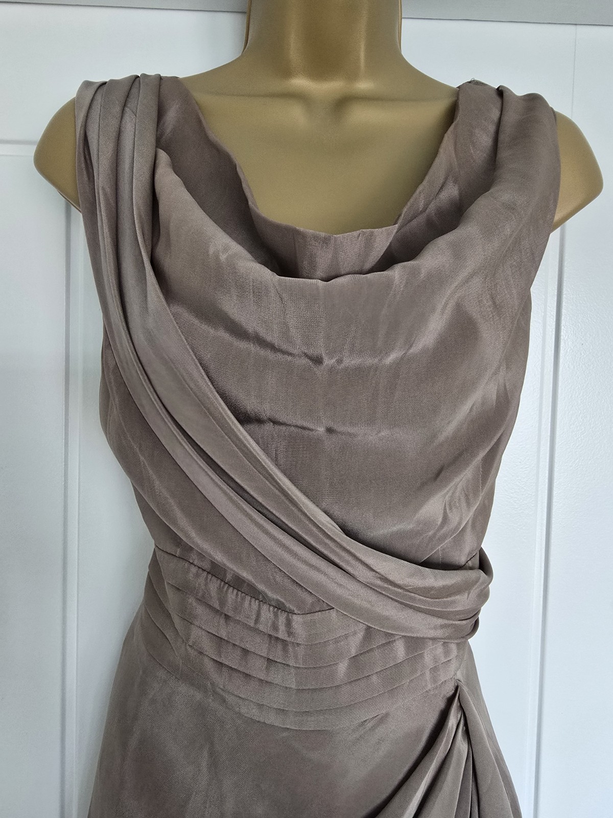 Phase Eight Taupe Silky Wedding Occasion Dress Size 12