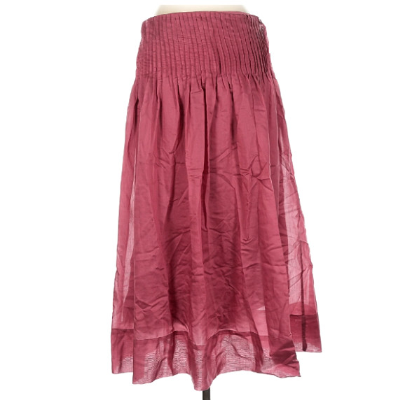 Future Collective Rose Pink Midi Skirt 10 Women Lyocell Blend Smocked Lined Boho