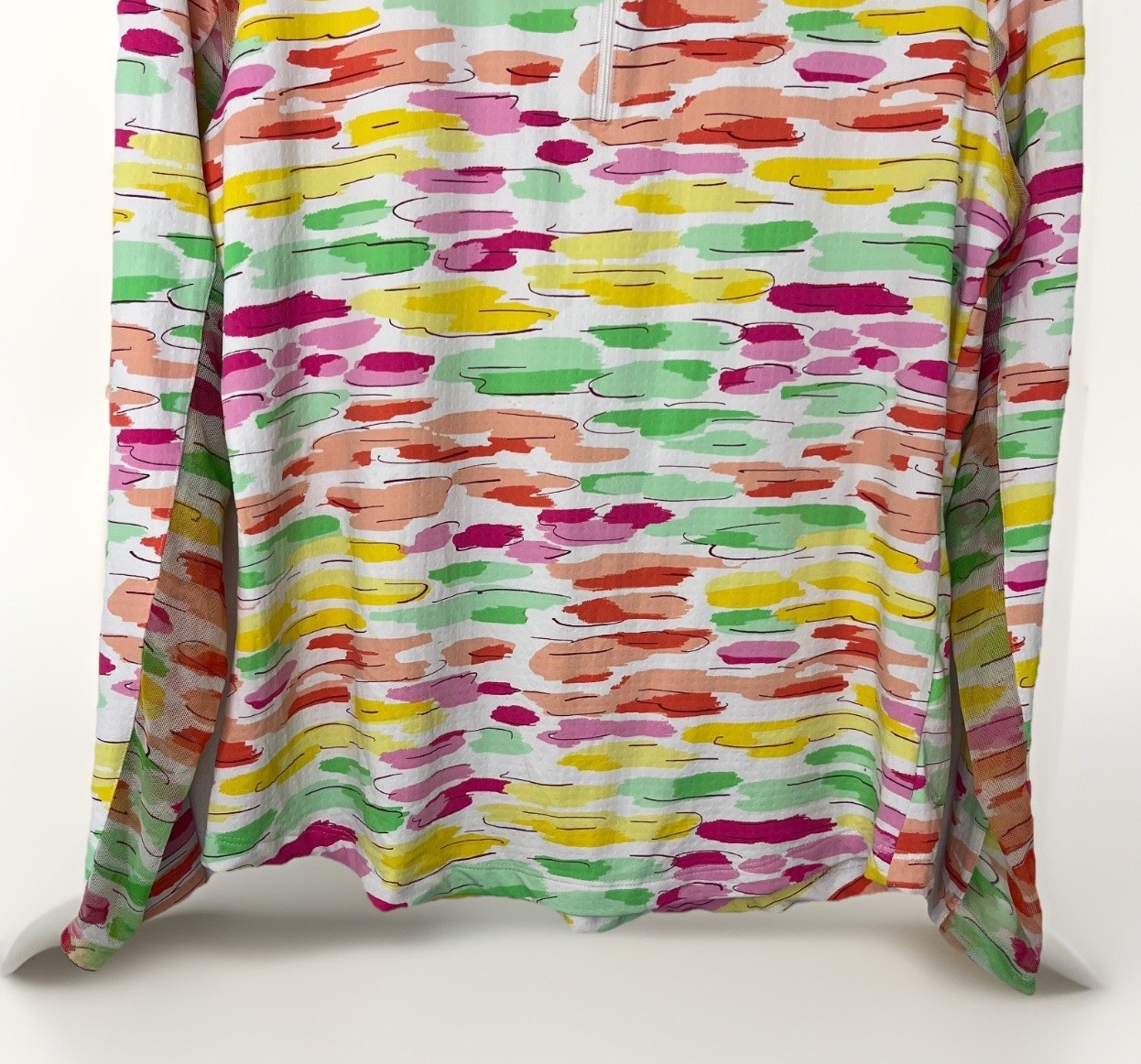 Ibkul Jes Long Sleeve 1/4 Zip Pullover Womens M Vibrant Brushstroke Sun Shirt M