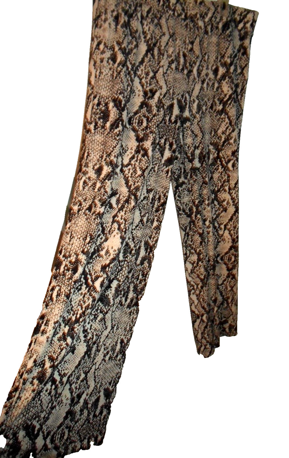 INC Wide-Leg Pull-On Pants Black/Ivory Snakeskin Print Sz LARGE NWT Poly/Span