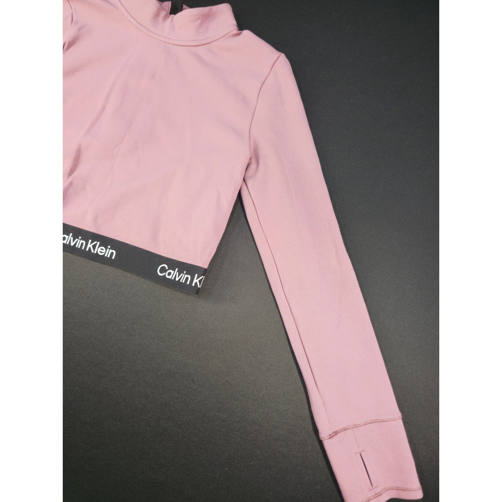 Calvin Klein Performance Womens Large Cropped Quarter Zip Pullover Mauve Stretch