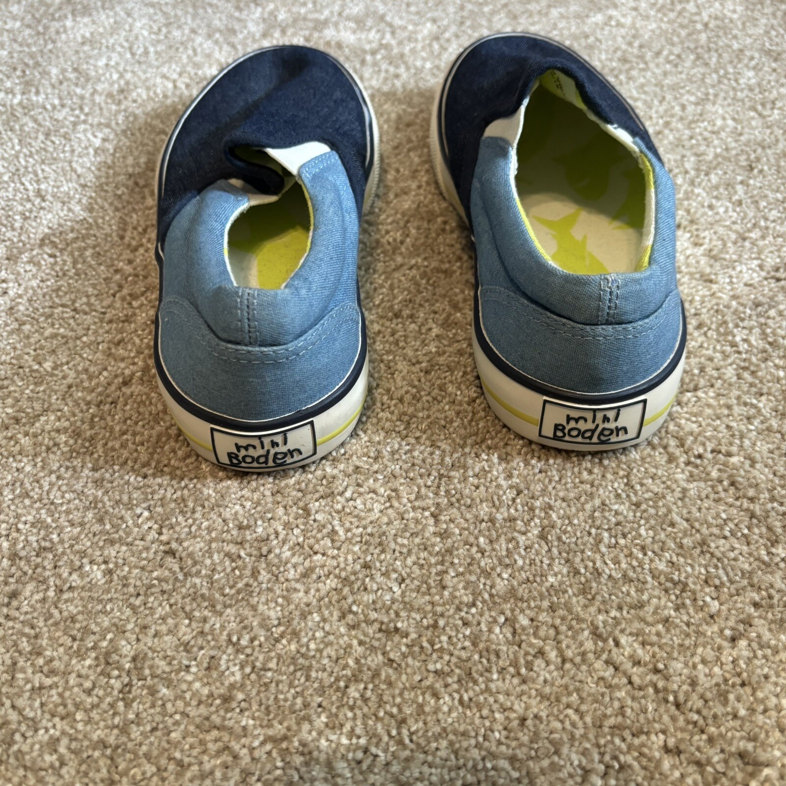 Mini Boden Canvas Boys Pull On Slip On Shoes Denim Blue Size 31 Or 13