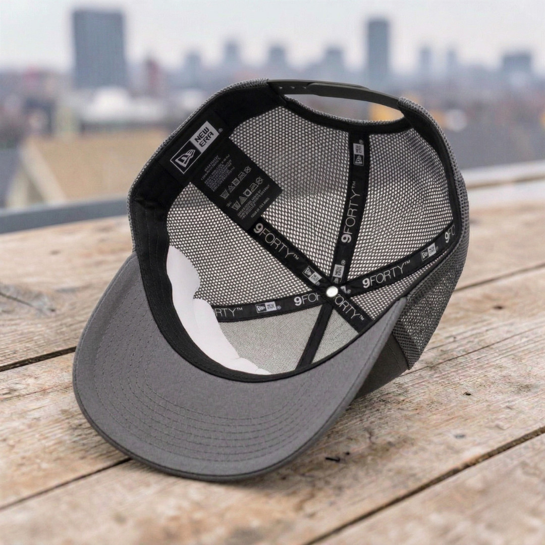 Buick Logo Embroidered Trucker Hat Gray Black Mesh Back Adjustable Cap