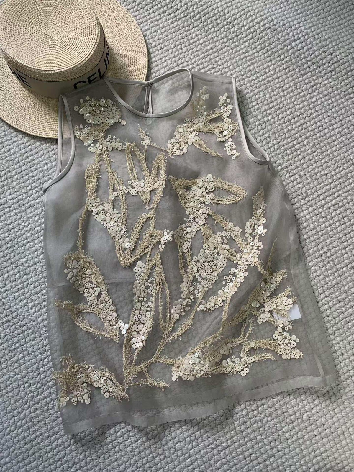 Brunello2026Cucinelli Sequin Open Knit Tank Top SS26 Cotton
