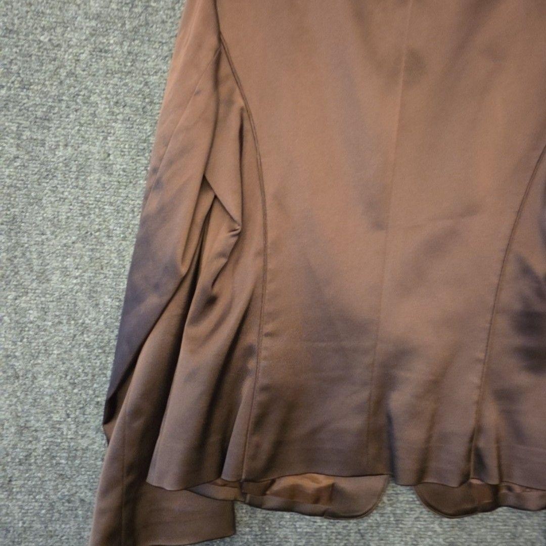 Cache Blazer Womens 10 Brown Satin 2 Button Rhinestone Stretch Jacket USA Y2K