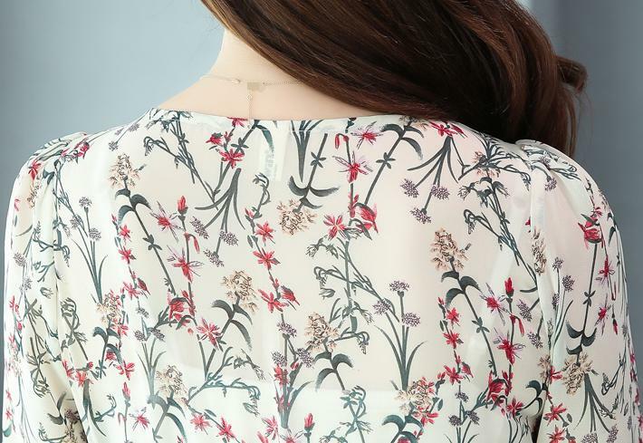 Women’s Floral Print V-Neck 3/4 Sleeve Beach Chiffon Long Maxi Dress Slim New
